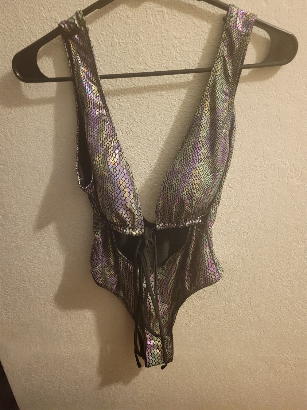 Iridescent Snake-Print One-Piece Swimsuit - Shimmery Purple/Green